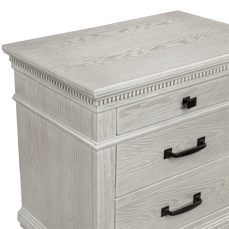 Pemberly Row 5Pc King Bedroom Set with Oak Veneers in Misty Gray