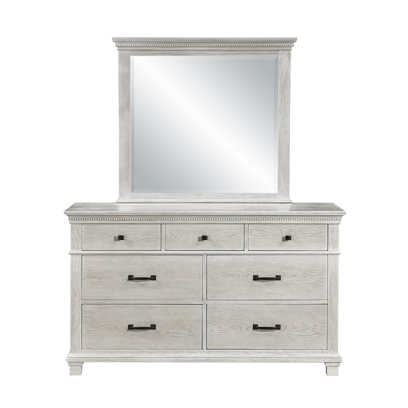 Pemberly Row 5Pc King Bedroom Set with Oak Veneers in Misty Gray