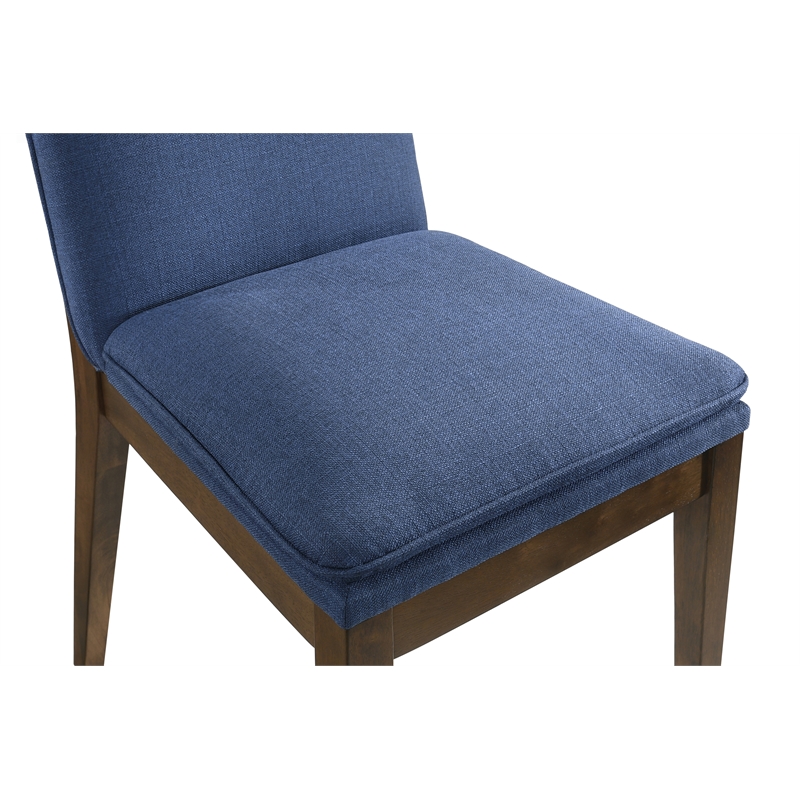 Pemberly Row 5-Piece Dining Set with Round Table and Blue Upholstered Chairs