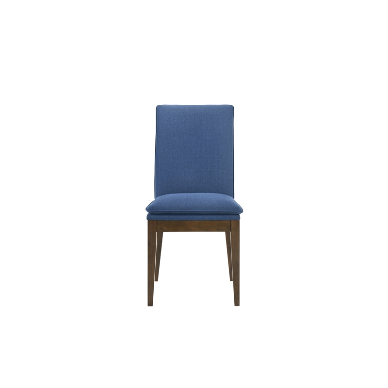 Pemberly Row 5-Piece Dining Set with Round Table and Blue Upholstered Chairs