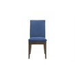 Pemberly Row 5-Piece Dining Set with Round Table and Blue Upholstered Chairs
