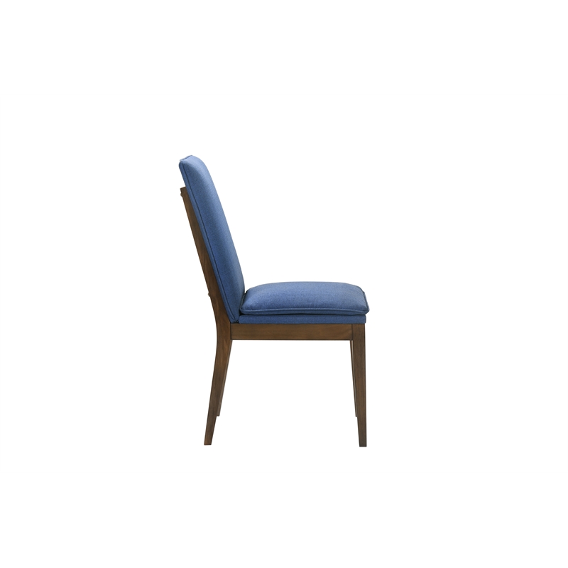 Pemberly Row 5-Piece Dining Set with Round Table and Blue Upholstered Chairs