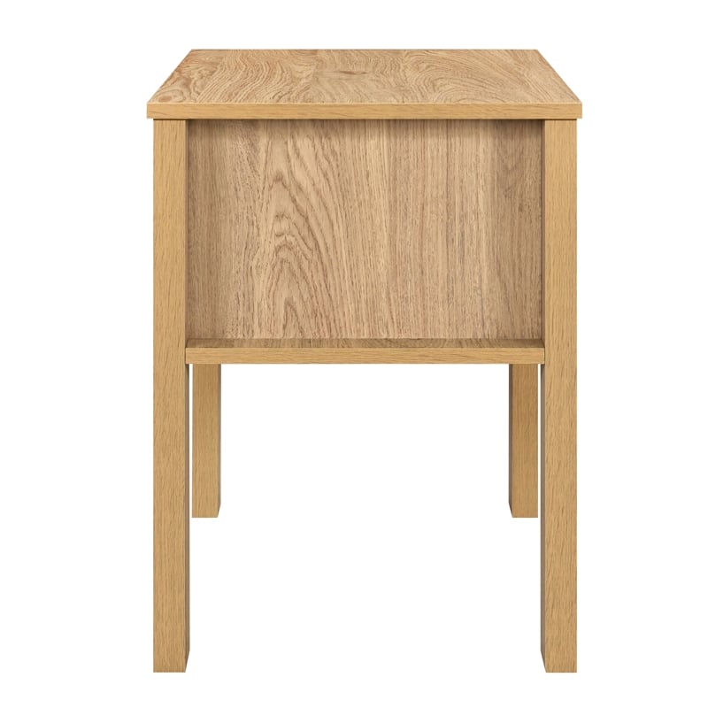 Pemberly Row Wood 1-Drawer End Table with Reeded Accents in Natural Oak