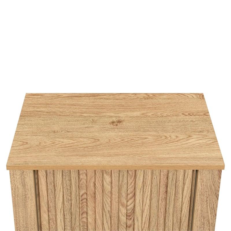 Pemberly Row Wood 1-Drawer End Table with Reeded Accents in Natural Oak