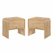 Pemberly Row Set of 2 End Tables with Natural Finish and Storage Drawers