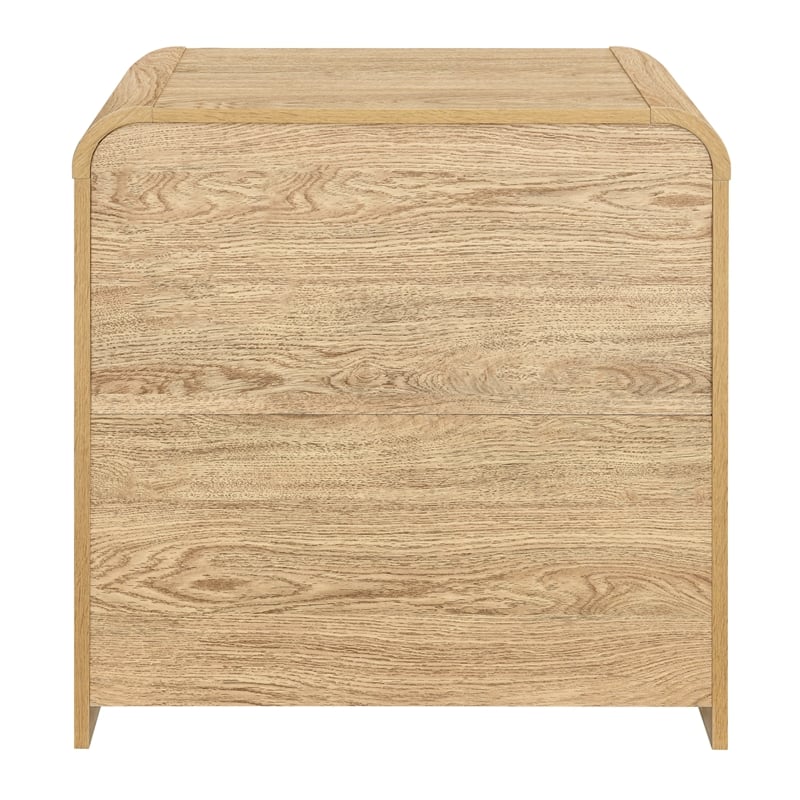 Pemberly Row Set of 2 End Tables with Natural Finish and Storage Drawers