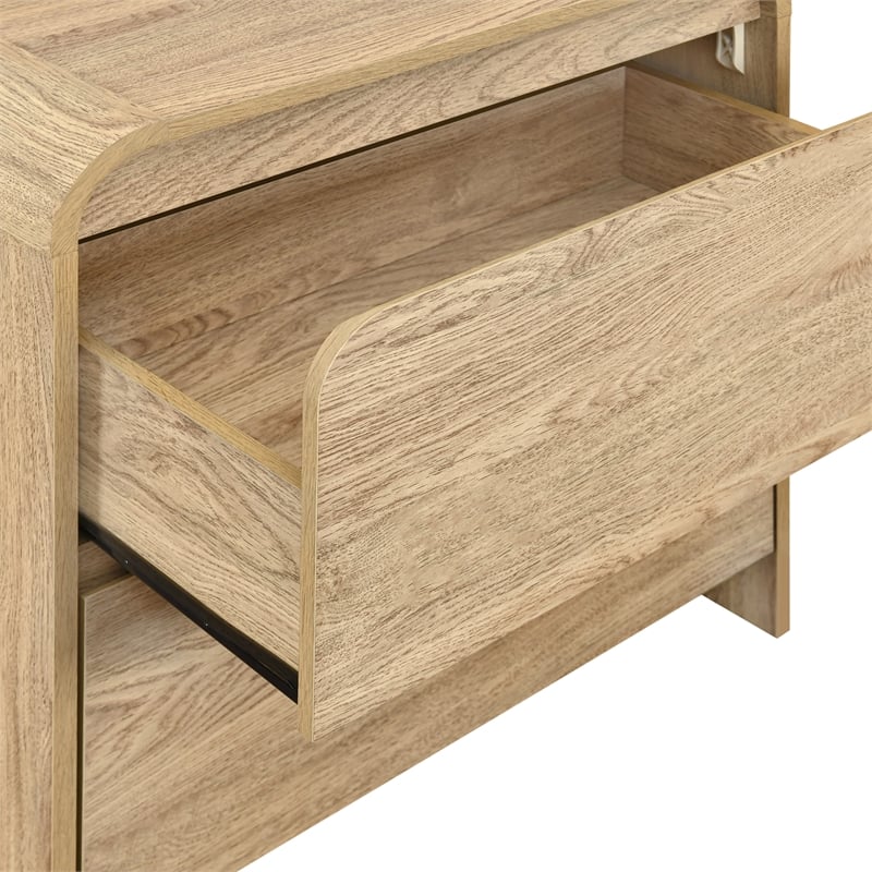 Pemberly Row Set of 2 End Tables with Natural Finish and Storage Drawers