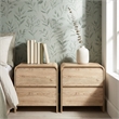 Pemberly Row Set of 2 End Tables with Natural Finish and Storage Drawers