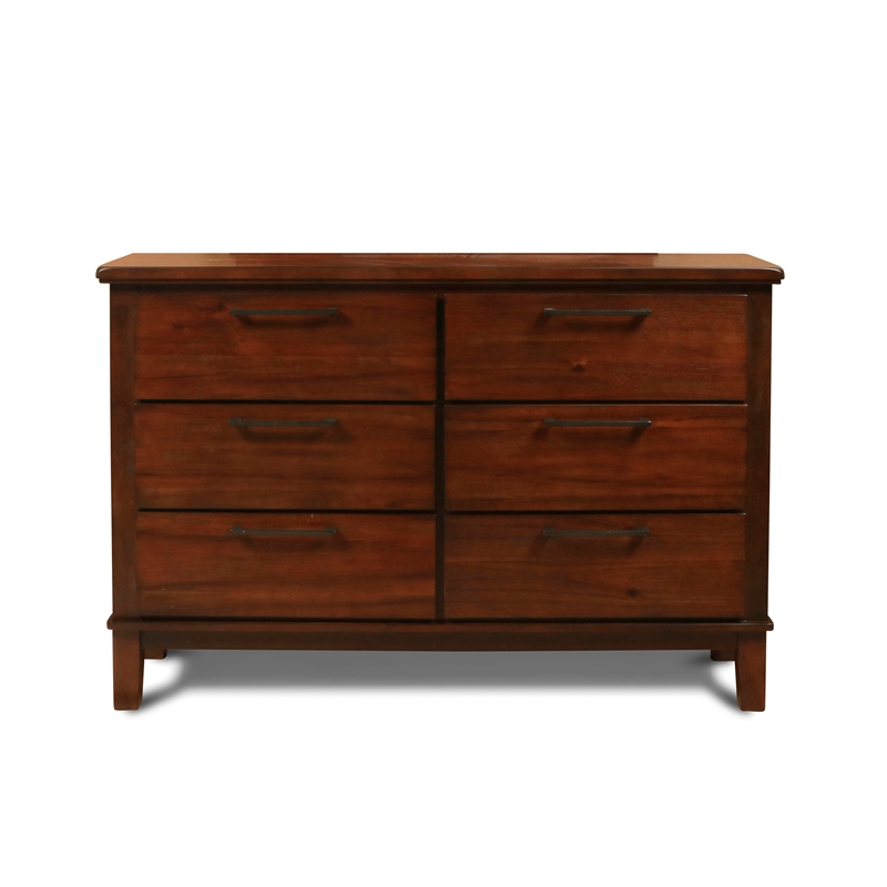 Pemberly Row 3-Piece Wood Bedroom Set with Chestnut Dresser