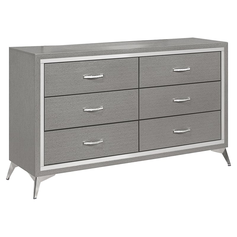 Pemberly Row 3-Pc Wood Bedroom Set with Dresser in Gray Finish