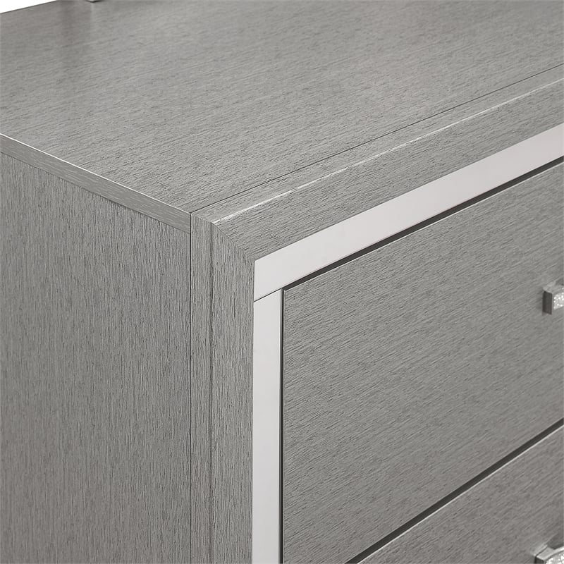 Pemberly Row 3-Pc Wood Bedroom Set with Dresser in Gray Finish