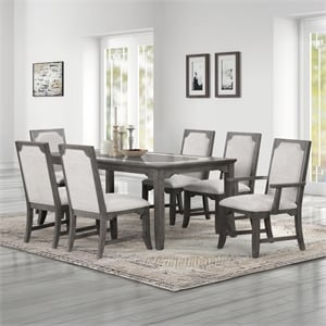 Pemberly Row 7-Piece Wood Dining Set with Extendable Table in Gray