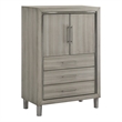 Pemberly Row Wood Modern Door Chest with LED Light and Shoe Rack in Gray