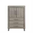 Pemberly Row Wood Modern Door Chest with LED Light and Shoe Rack in Gray