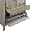 Pemberly Row Wood Modern Door Chest with LED Light and Shoe Rack in Gray