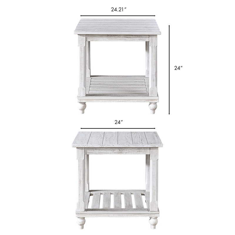 Pemberly Row 3-Piece Distressed White Pine Occasional Table Set