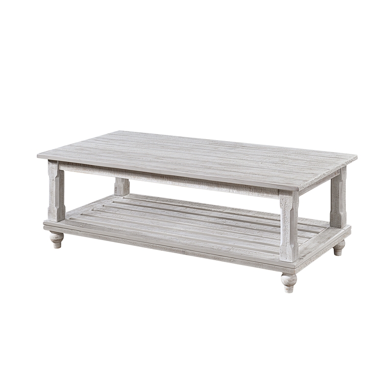 Pemberly Row 3-Piece Distressed White Pine Occasional Table Set