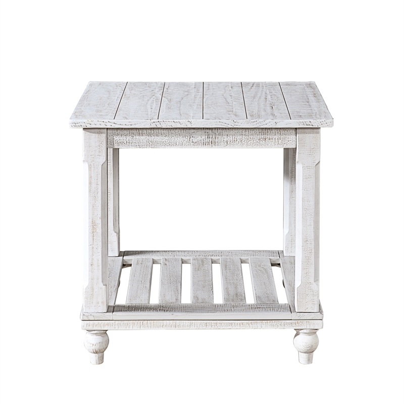 Pemberly Row 3-Piece Distressed White Pine Occasional Table Set
