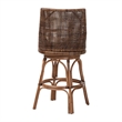 Pemberly Row Bella Swivel Rattan Bar Stool with Cushion in Coffee Bean