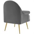 Pemberly Row Tufted Velvet Armchair with Gold Legs in Gray