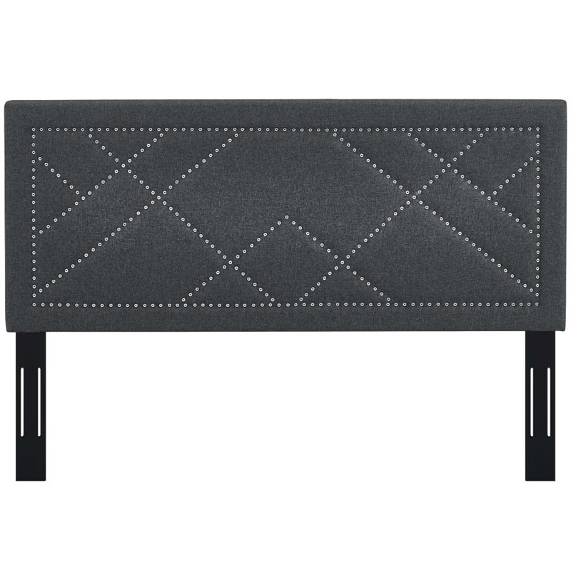 Pemberly Row Upholstered Linen Headboard in Gray for Full/Queen Bed
