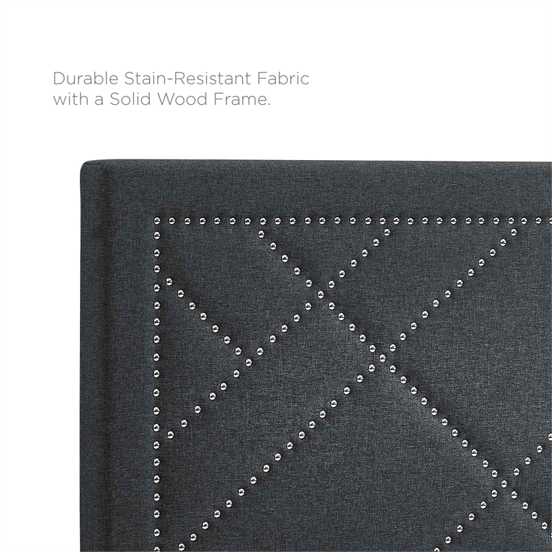 Pemberly Row Upholstered Linen Headboard in Gray for Full/Queen Bed