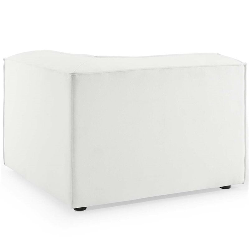 Pemberly Row Polyester Fabric Corner Chair in White with Coil Spring Seat