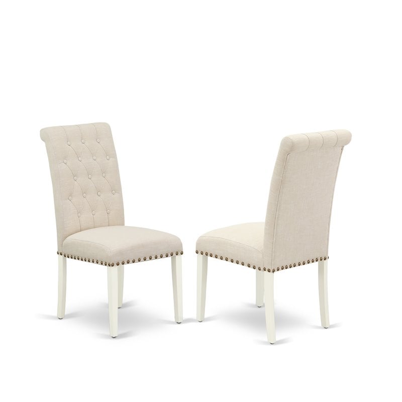 Pemberly Row 5-Piece Wood Dining Set in Linen White and Light Beige