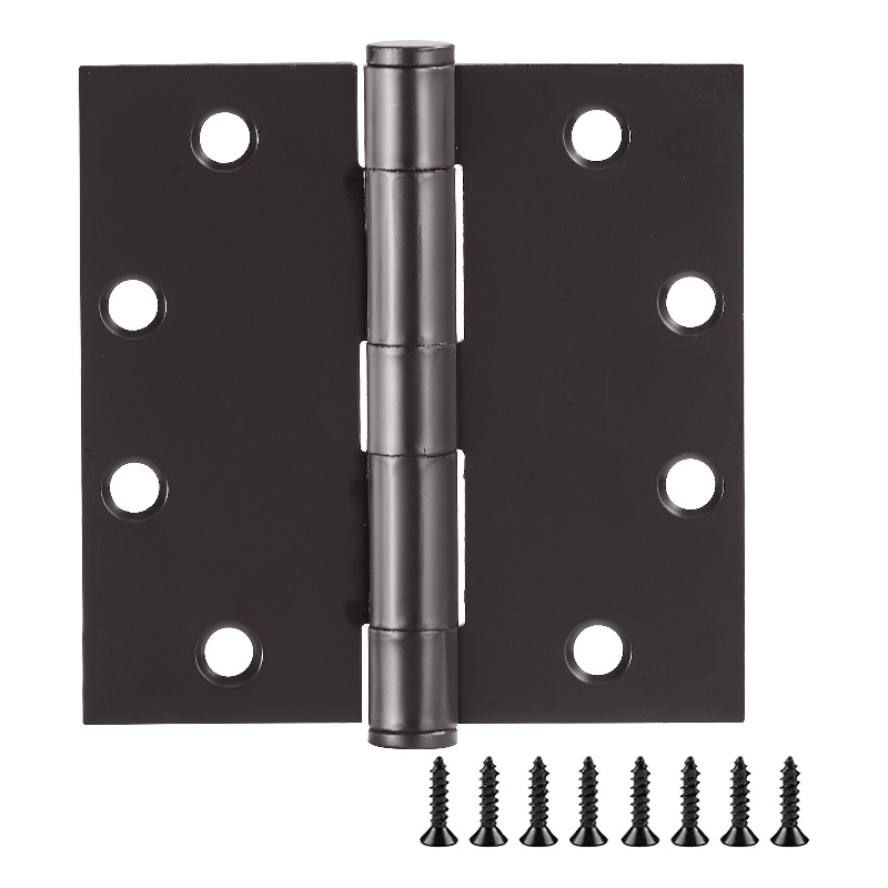 Pemberly Row Stainless Steel Door Hinges 4.5 in Matte Black 6 Pack