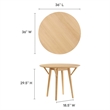 Pemberly Row Round Dining Table with Rubberwood Base in Oak Finish