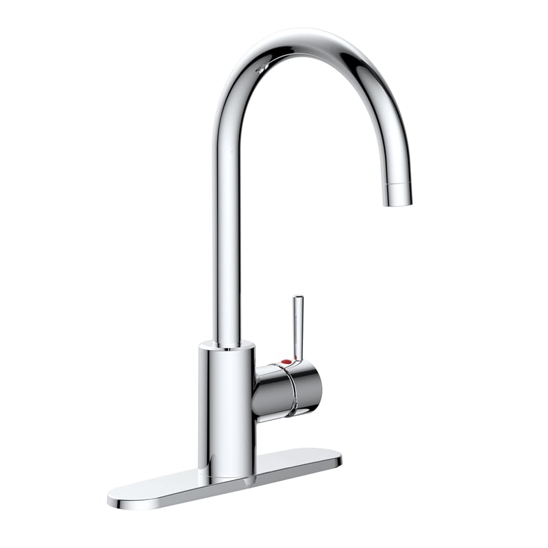 Pemberly Row Single Metal Handle Kitchen Faucet in Polished Chrome