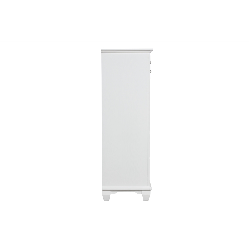 Pemberly Row 5-Drawer Wood Chest in White Brushed Finish