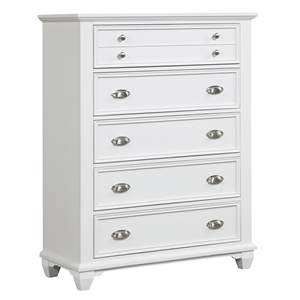 Pemberly Row 5-Drawer Wood Chest in White Brushed Finish