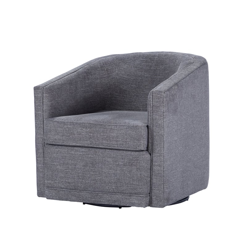 Pemberly Row Accent Swivel Chair in Dark Gray Polyester Fabric