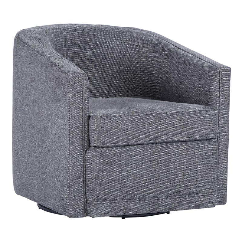Pemberly Row Accent Swivel Chair in Dark Gray Polyester Fabric