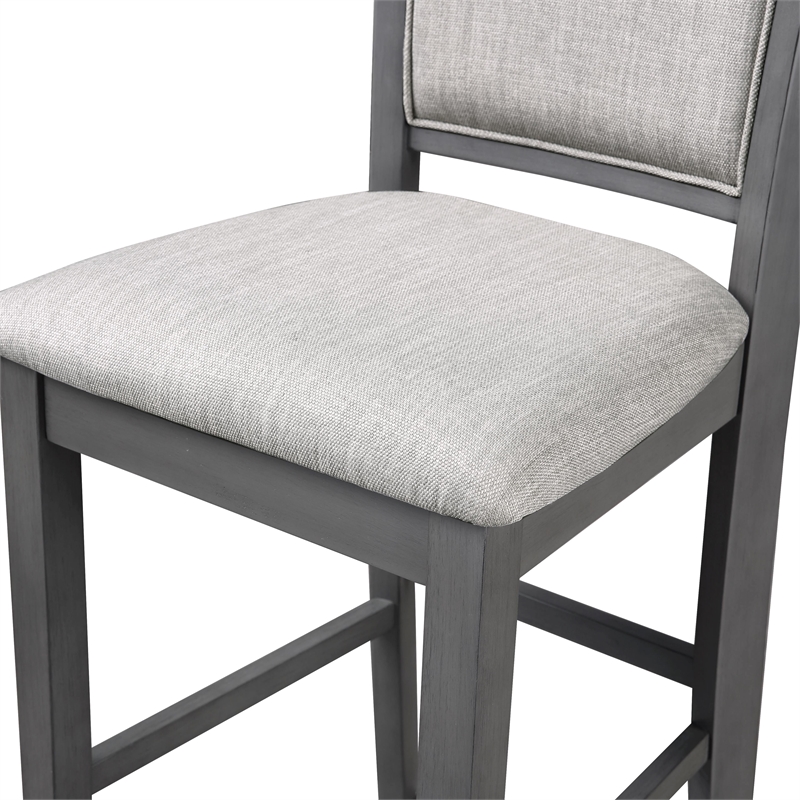 Pemberly Row Solid Wood Gray Counter Chairs (Set of 2)