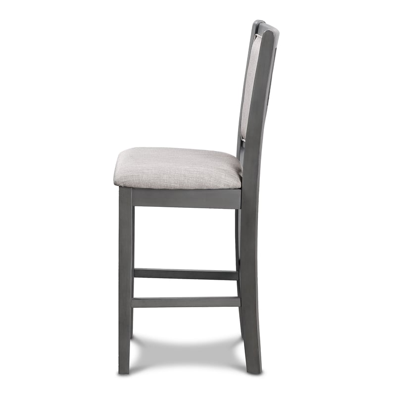 Pemberly Row Solid Wood Gray Counter Chairs (Set of 2)