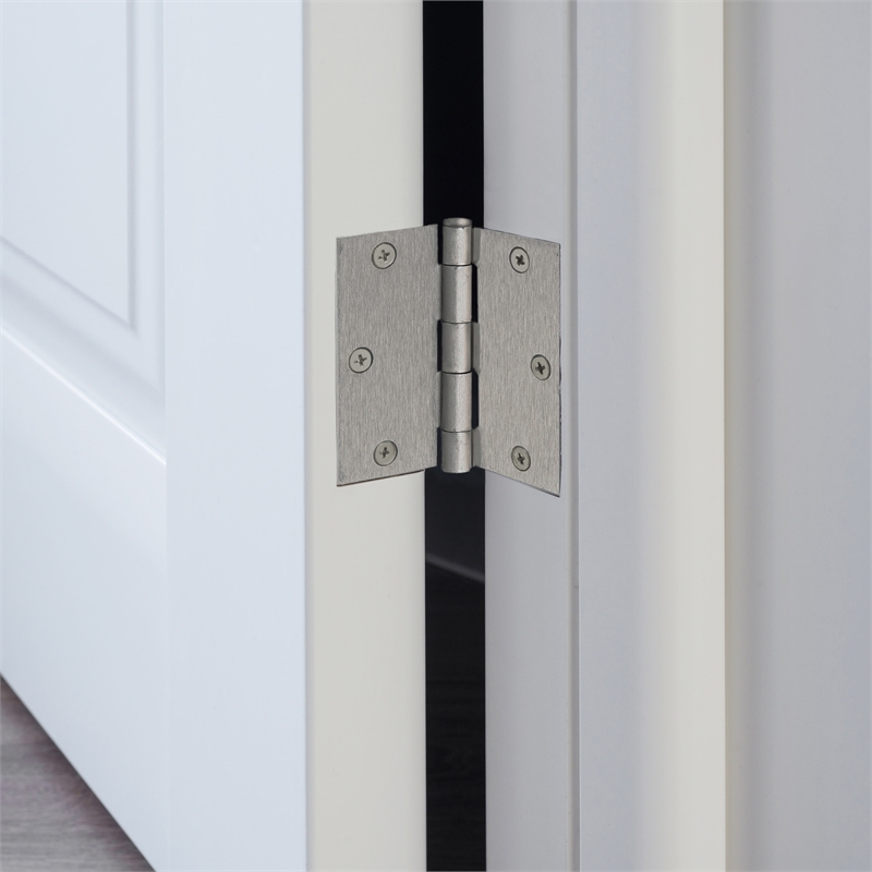 Pemberly Row Door Hinge 3.5-In Square Corner Satin Nickel Pack of 9