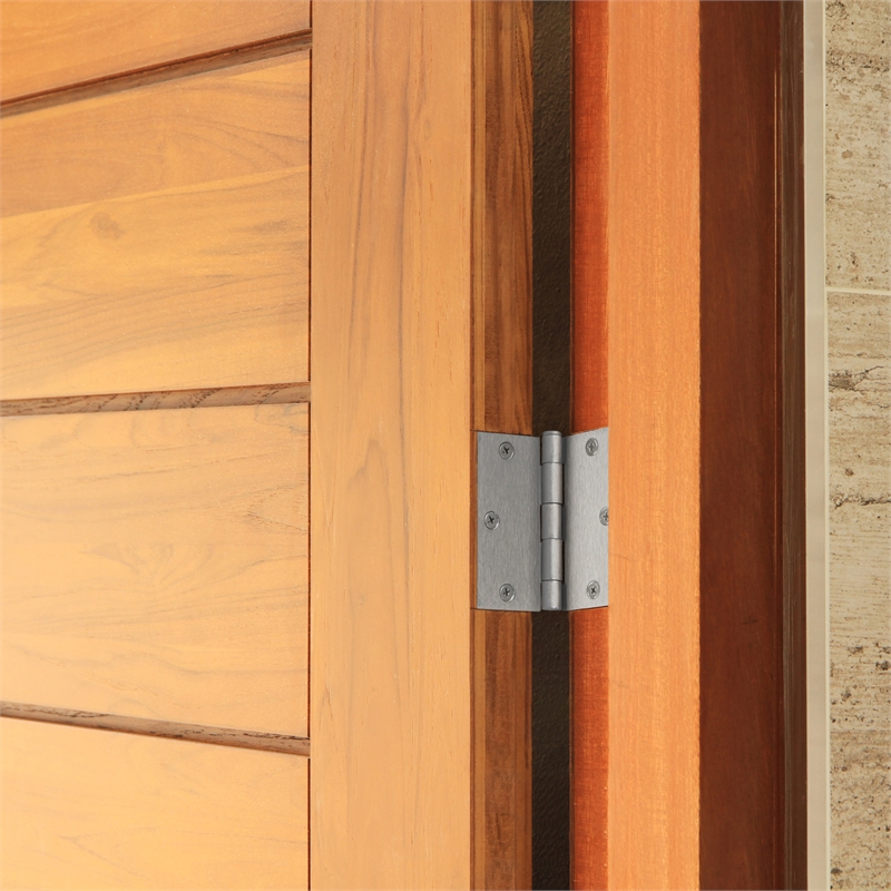Pemberly Row Door Hinge 3.5-In Square Corner Satin Nickel Pack of 9