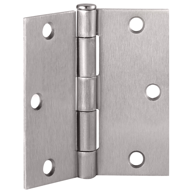 Pemberly Row Steel Door Hinge in Satin Nickel 3.5 in Square Corner 6-Pack
