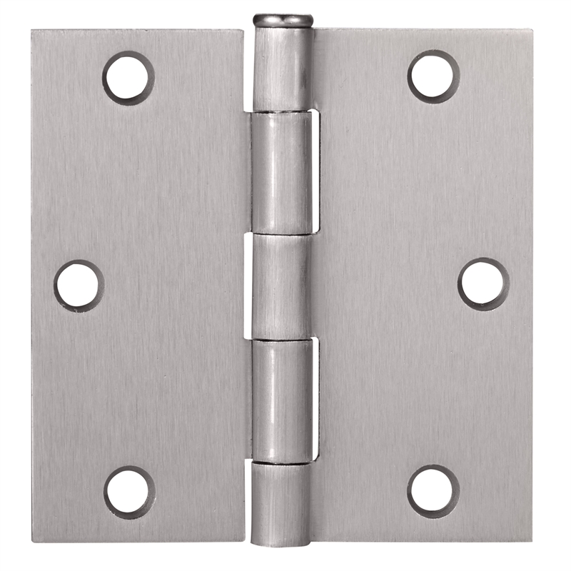 Pemberly Row Steel Door Hinge in Satin Nickel 3.5 in Square Corner 6-Pack