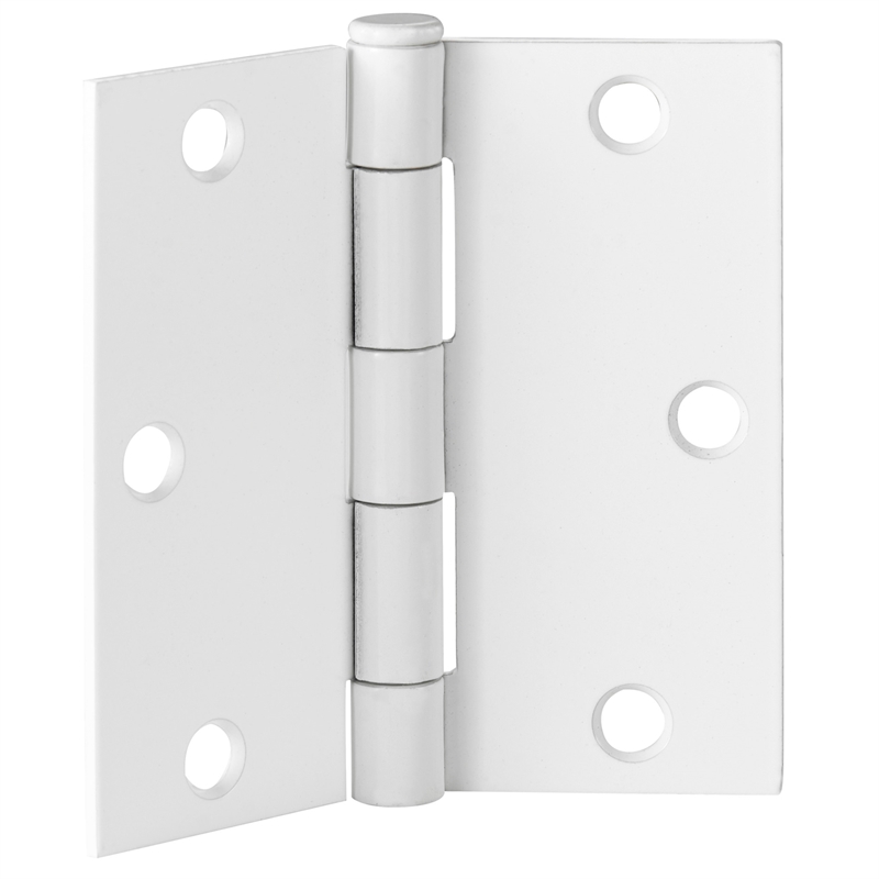 Pemberly Row Steel Door Hinge in Painted White 3.5 in Square Corner 6 Pack