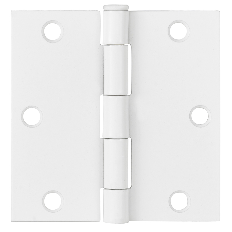 Pemberly Row Steel Door Hinge in Painted White 3.5 in Square Corner 6 Pack