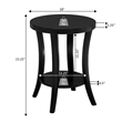 Pemberly Row Charleston Round End Table with Shelf in Black Finish