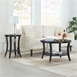 Pemberly Row Charleston Round End Table with Shelf in Black Finish