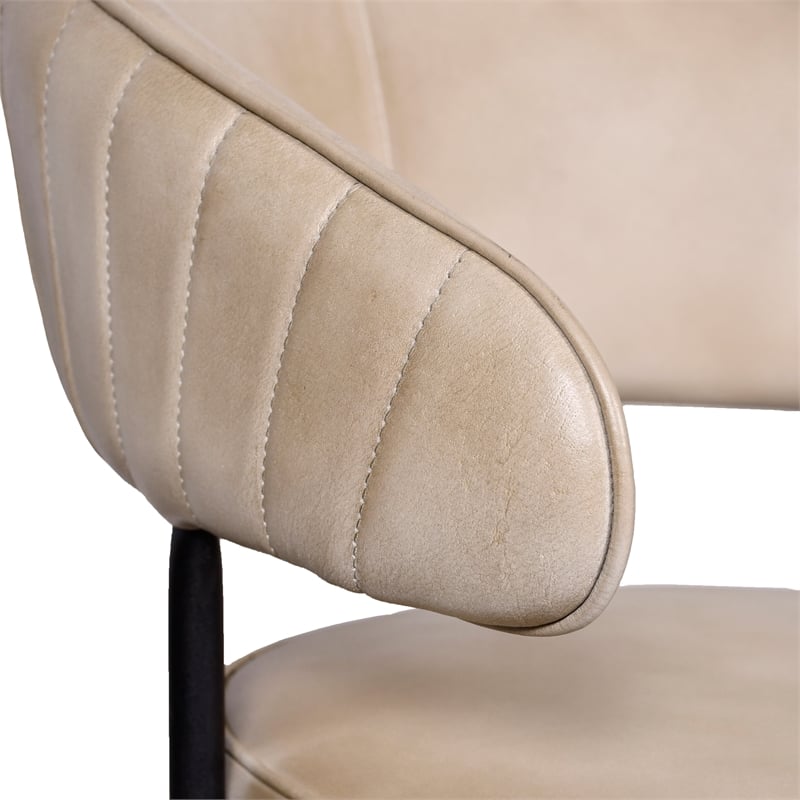 Pemberly Row Barrett Leather Side Chair 2-Piece Set in Stone Finish