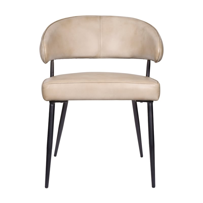 Pemberly Row Barrett Leather Side Chair 2-Piece Set in Stone Finish