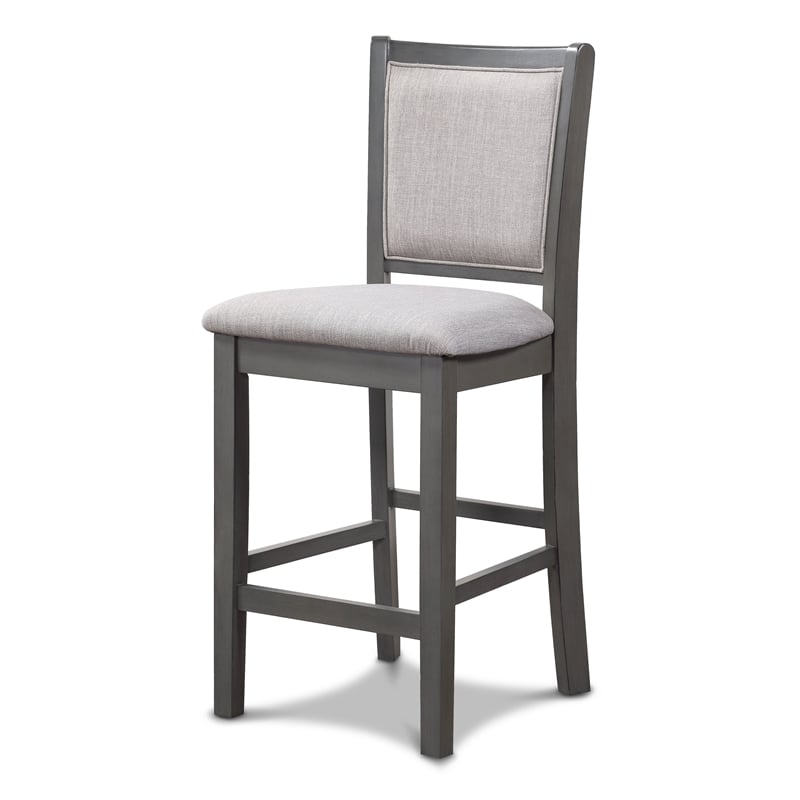 Pemberly Row Wood Counter Chair Set in Gray with Polyester Upholstery