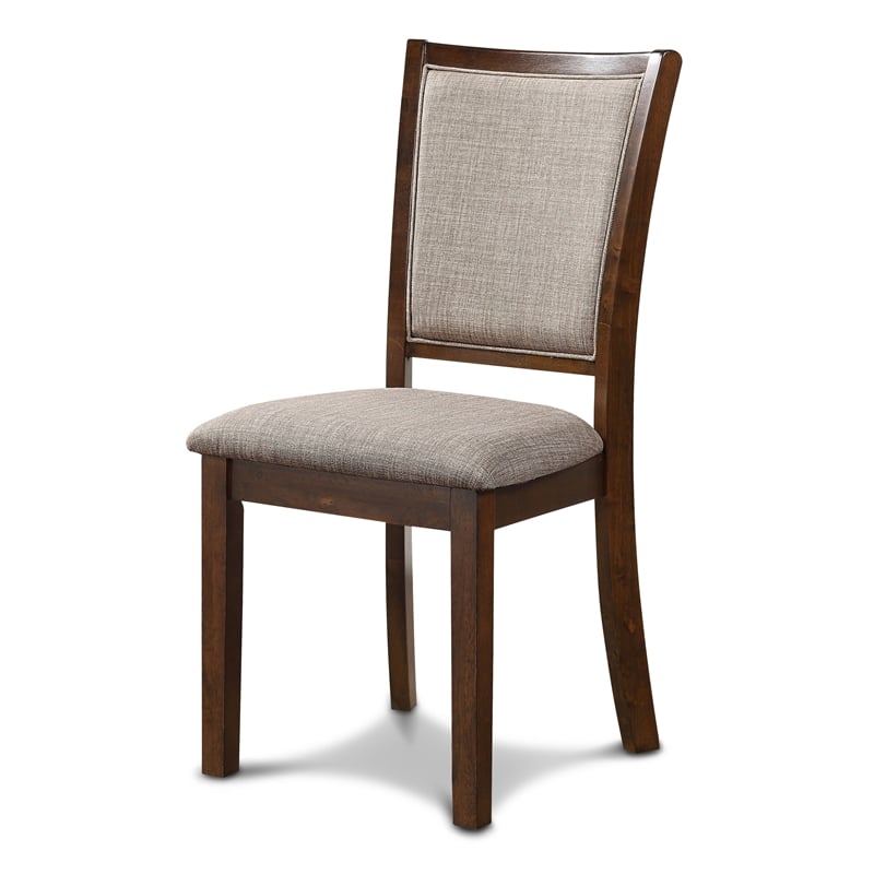 Pemberly Row Wood Dining Chair Set in Cherry with Polyester Upholstery