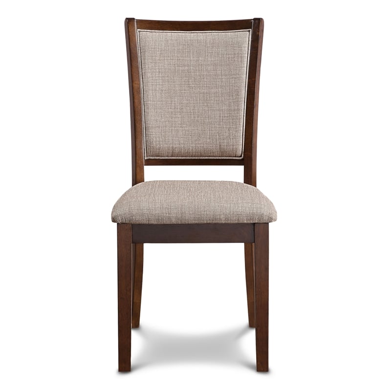 Pemberly Row Wood Dining Chair Set in Cherry with Polyester Upholstery